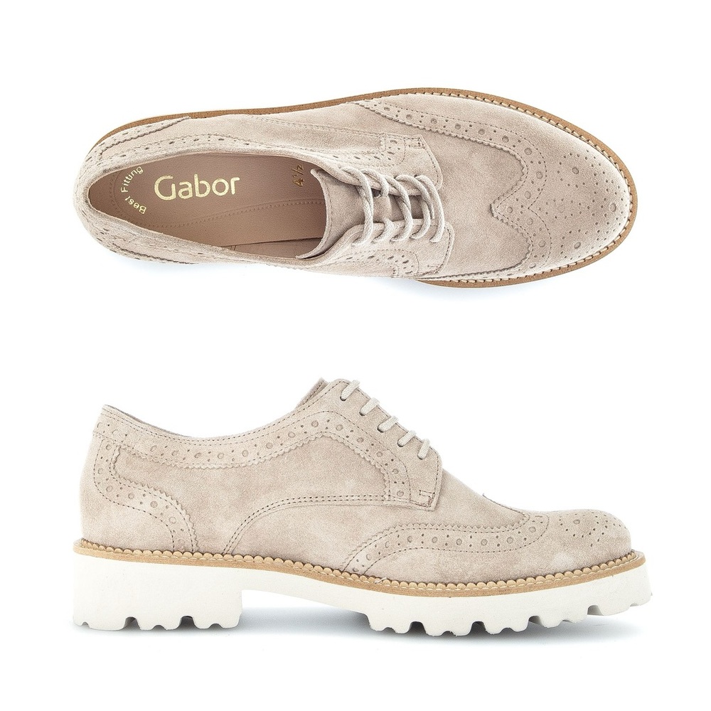 Gabor Men's Suede Wingtip Oxford in Light Taupe | 7 1/2